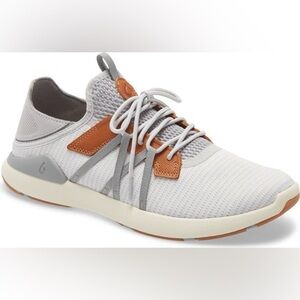 Olukai Mio Li Men’s Size 14 Mist Grey Brown Leather Casual Sneaker Shoe